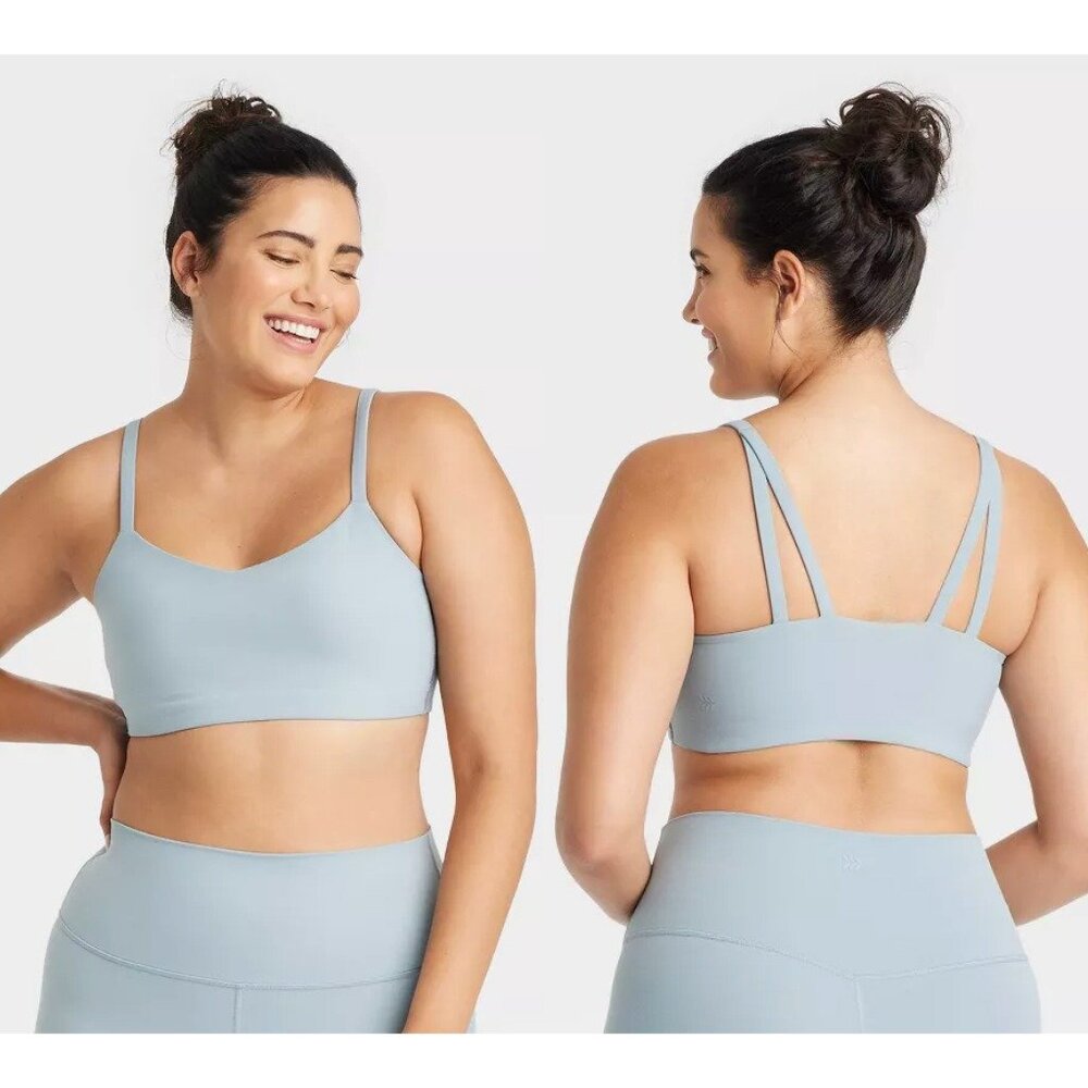 All in Motion Pink Strappy Sports Bra, Light Blue, XXL